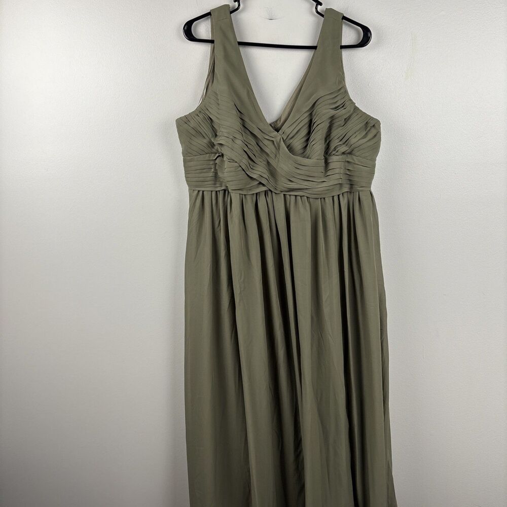 Birdy Grey Bridesmaid dress Thyme Green V-Neck Dress with Pleated Bodice Laurie - Picture 4 of 10